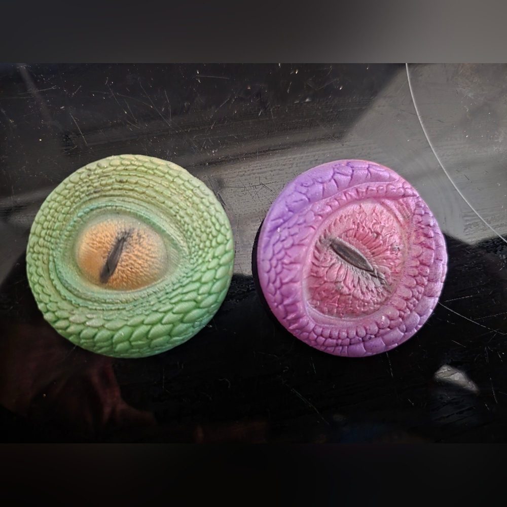Lot Of 2 Resin Handmade Dragon Eye Brooches